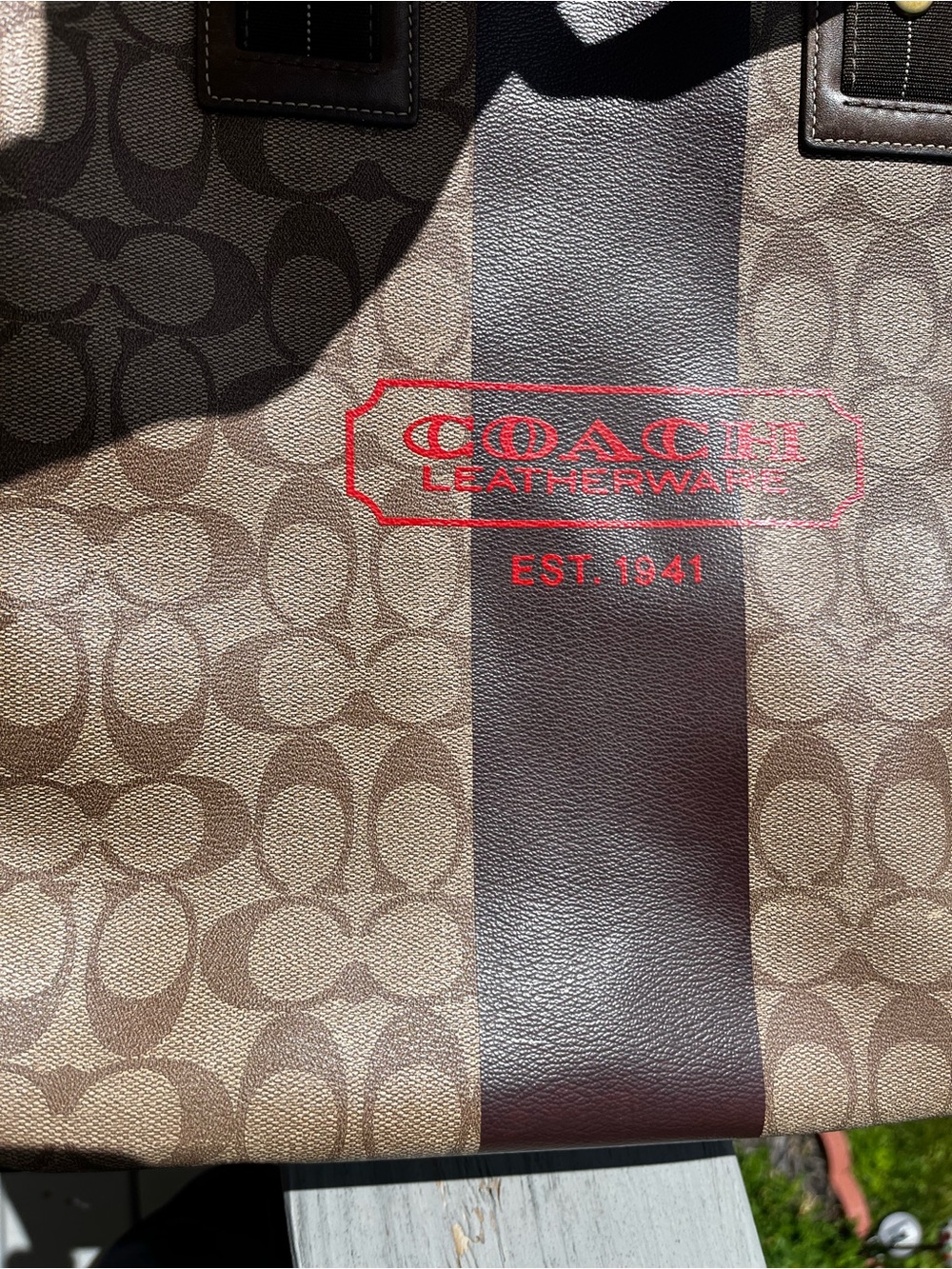 Coach Heritage Stripe Signature Tote Bag - Picture 8 of 15